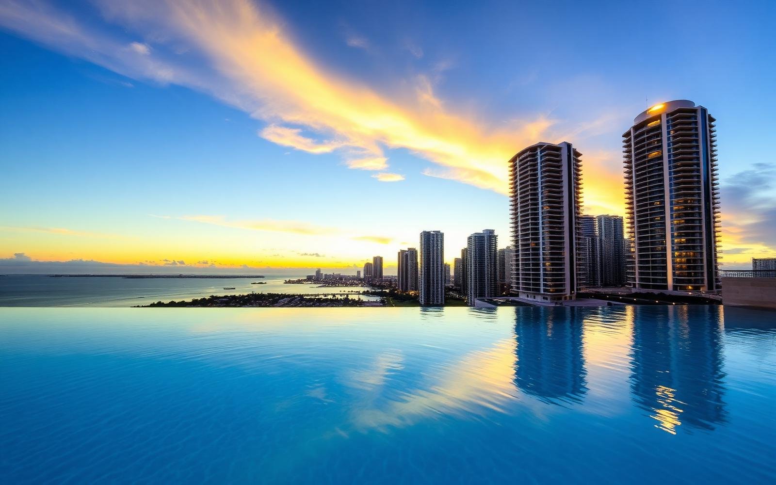 Infinity pool overlooking the Miami skyline