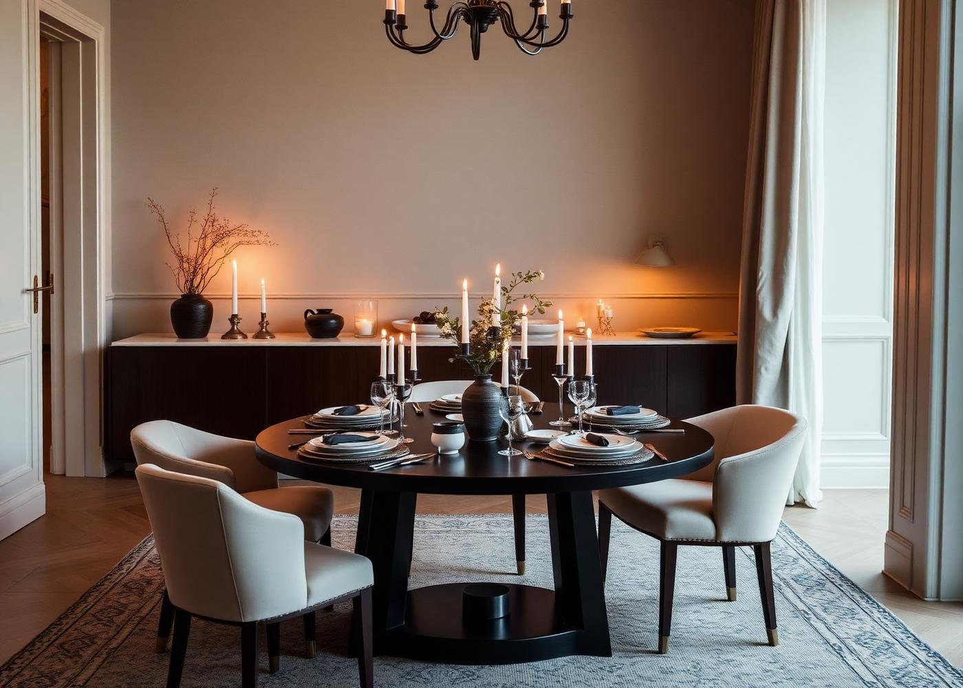 Private dining table set for evening service
