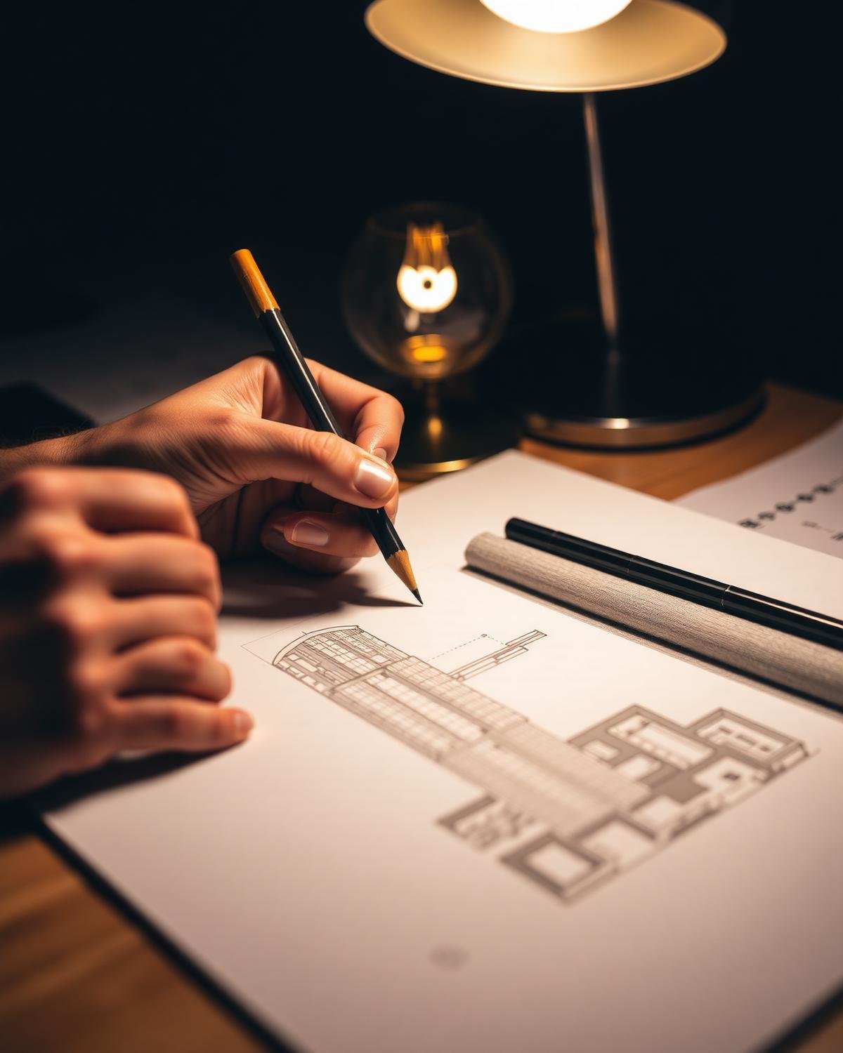 Architect sketching a tower elevation