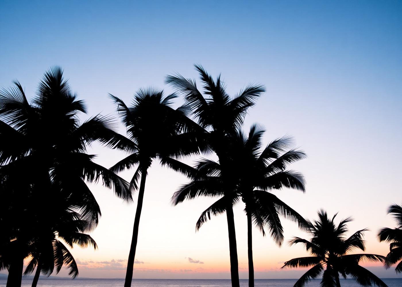 Palms silhouetted at dusk in Miami