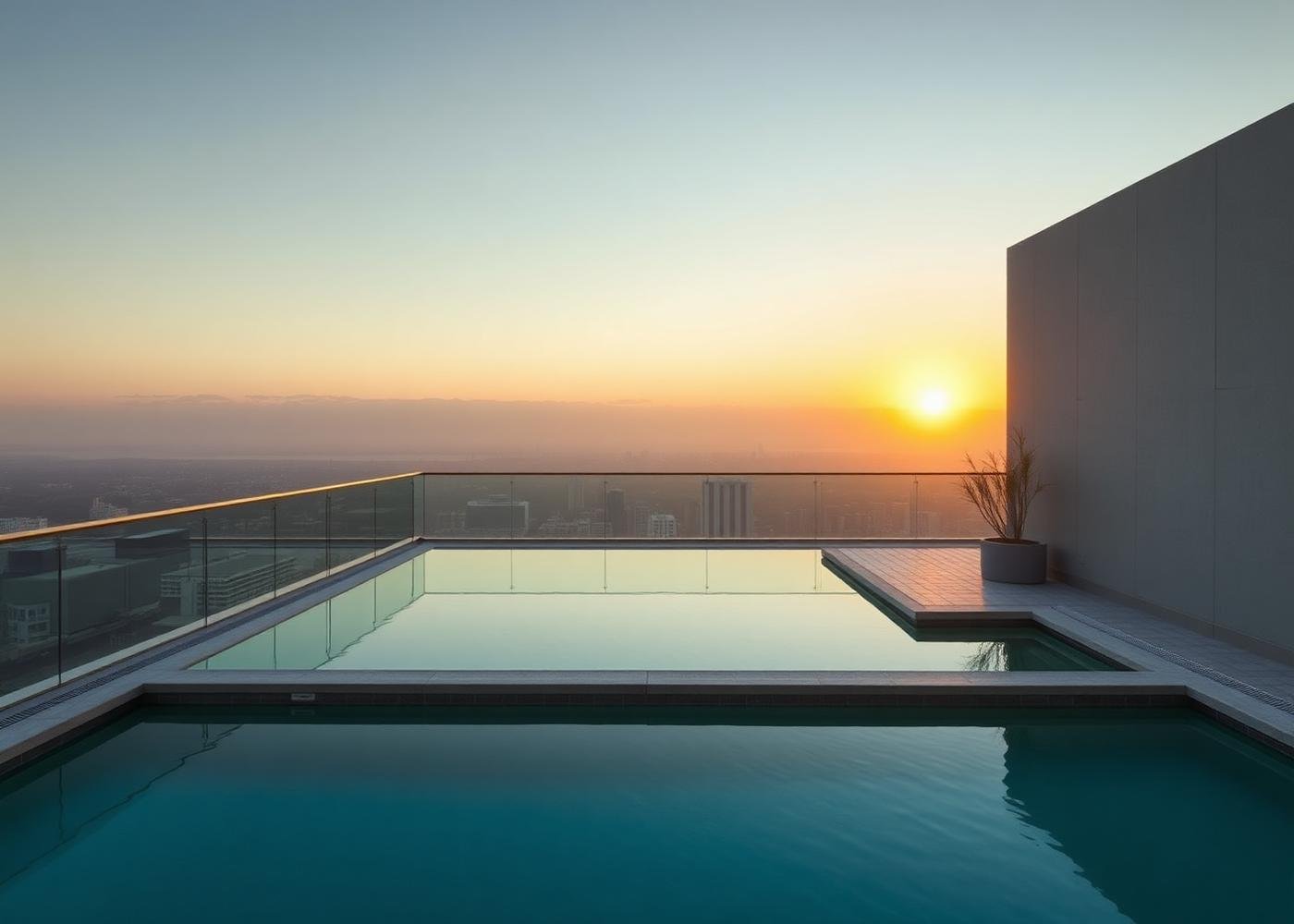 Rooftop pool at dawn